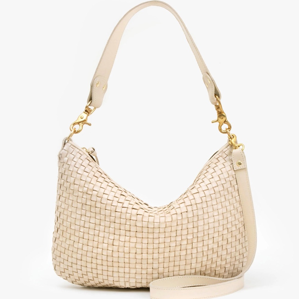 Clare V. Cream woven moyen messenger